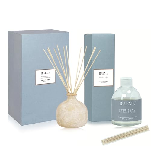 BLUEME Aromatherapy Diffuser - Promotes Wellness, Handmade Ceramic, Natural Reeds - 5.92 Fl Oz