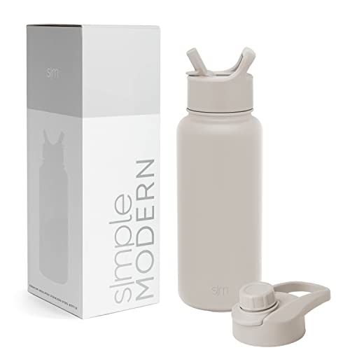 Simple Modern Reusable Water Bottle - Vacuum Insulated, BPA-Free, Leakproof - 32oz Almond Birch