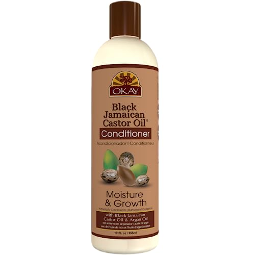 OKAY Black Jamaican Castor Oil Conditioner - Revive & Moisturize Hair, Argan & Shea Butter - 12oz