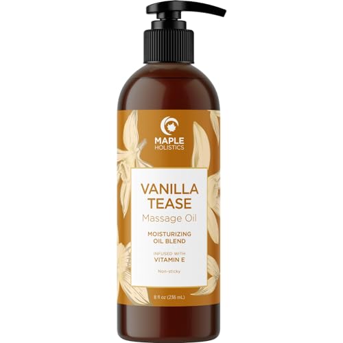 Maple Holistics Body Oil - Nourishing Vanilla Massage Oil, Non-GMO, Vegan - 8oz