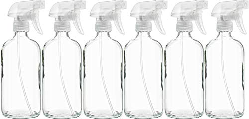 Sally’s Organics Glass Spray Bottle Set - Chemical-Resistant, Adjustable Spray, 16oz - 6 Pack