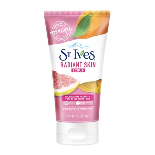 St. Ives Radiant Skin Face Scrub - 100% Natural Exfoliants, Dermatologist Tested - 6 oz