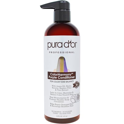 PURA D'OR ColorHarmony Purple Conditioner - Nourishes, Protects Color, No Sulfates - 16oz