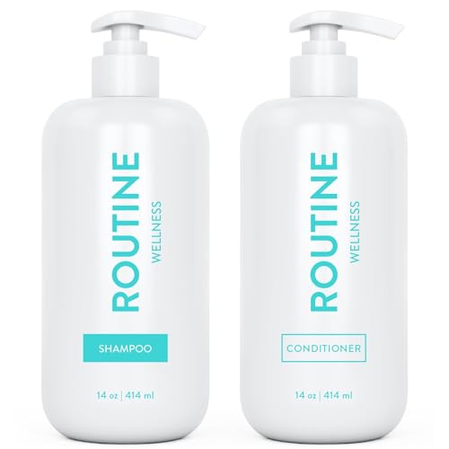 Routine Wellness Shampoo & Conditioner Set - Strengthens Hair, Reduces Breakage - 14oz (Pack of 2)