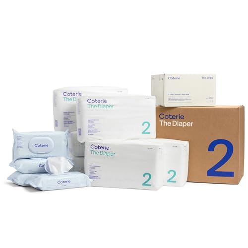 Coterie Baby Diaper & Wipe Kit - Hypoallergenic, Gentle on Sensitive Skin - 186 Diapers, 224 Wipes