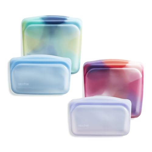 Stasher Silicone Reusable Food Storage Bags - Leak-Free, BPA Free, Multi-Use, 4-Pack Tie Dye