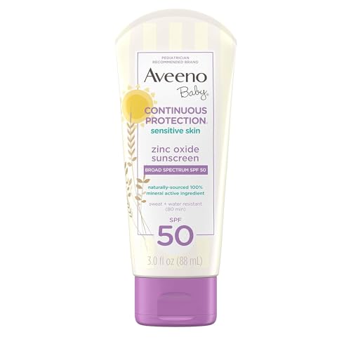 AVEENO Baby Sunscreen Lotion - SPF 50, Zinc Oxide Protection, Nourishing Oat Formula - 3oz