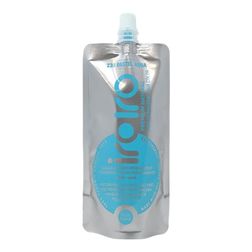 IROIRO Premium Hair Dye - Vibrant Color, Nourishing Coconut Oil, Eco-Pouch - 8oz Pastel Aqua