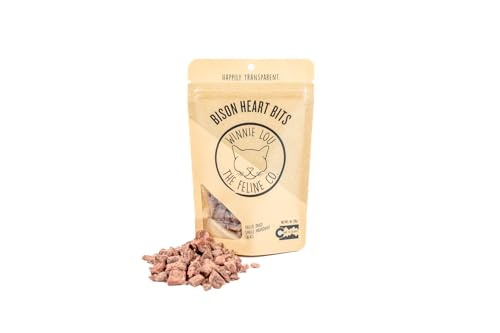 Winnie Lou Cat Treats - High Protein Bison Heart, Grain-Free, Taurine-Rich, 3 Packs