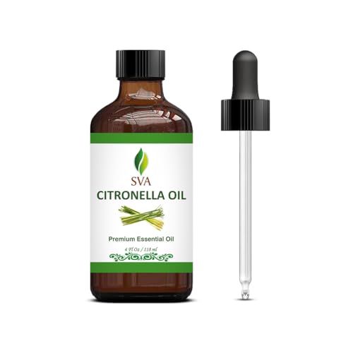 SVA Citronella Essential Oil - Refreshing Aroma for Skin, Hair & DIY Projects - 4 Fl Oz