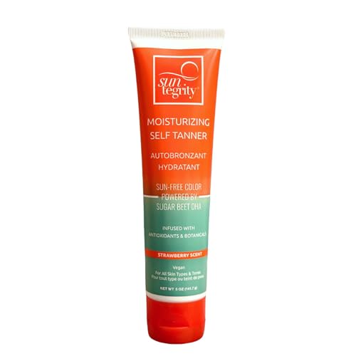 Suntegrity Moisturizing Self Tanner - Antioxidant-Rich, Vegan Formula, Light Strawberry Scent - 5oz