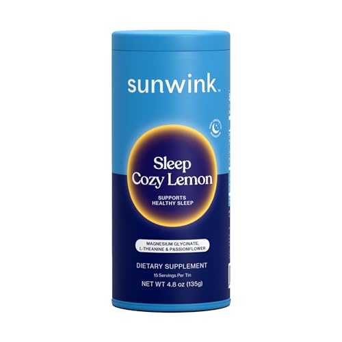 Sunwink Sleep Supplement - Supports Relaxation & Calm, Organic Lemon Flavor - 4.8 oz, 15 Servings