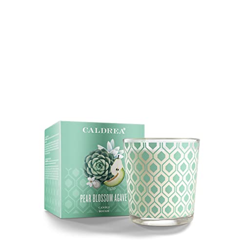 Caldrea Scented Candle - Essential Oils, Pear Blossom Agave, Vegetable & Beeswax, 8.1 Oz