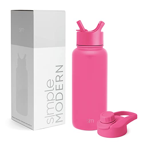 Simple Modern Reusable Water Bottle - Vacuum Insulated, BPA-Free, Leakproof - 32oz Raspberry Vibes