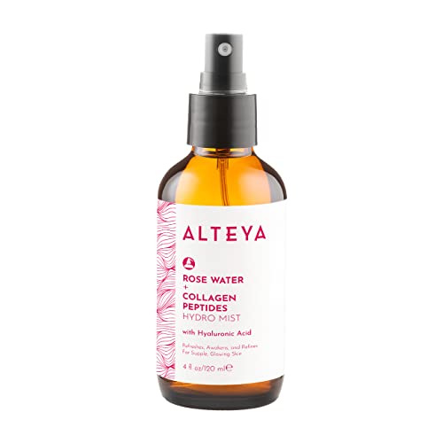 Alteya Organics Face Toner - Hydrating Rose Water with Collagen Peptides & Hyaluronic Acid - 4 Fl Oz