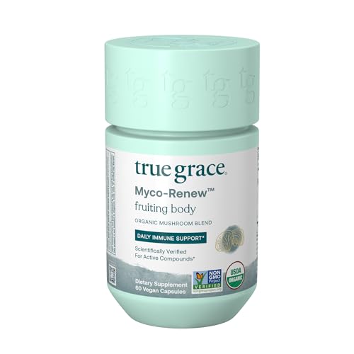 True Grace Mushroom Myco-Renew Blend - Daily Immune Support, Organic - 60 Capsules