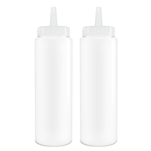 BRIGHTFROM 8 oz Squeeze Bottles - BPA-Free, Reusable for Sauces & Crafts, Clear - 2 Pack