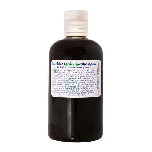 Living Libations True Blue Spirulina Shampoo - Nourishes Hair & Scalp, Organic Ingredients - 8oz