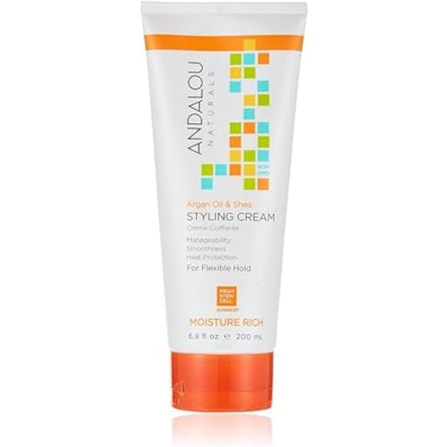 Andalou Naturals Hair Styling Cream - Moisture-Rich with Argan Oil & Shea Butter - 6.8 Fl Oz