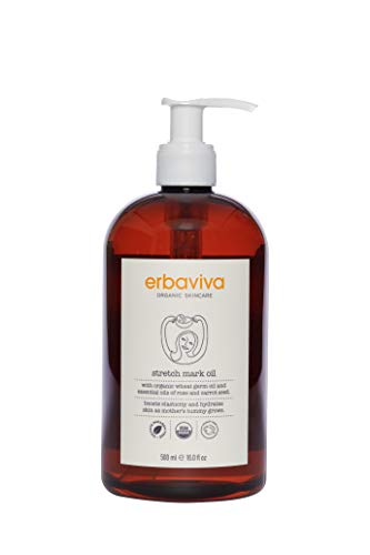 Erbaviva Organic Massage Oil - Nourishing for Stretch Marks, Hydrating Blend - 16 Fl Oz