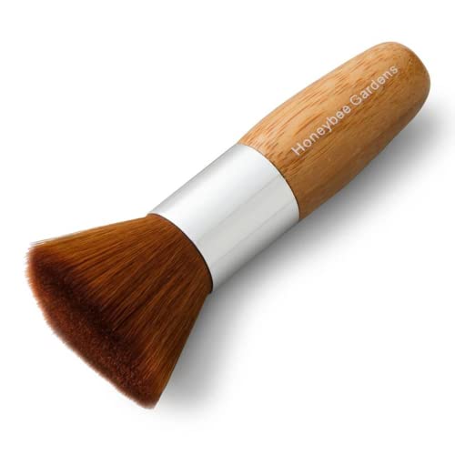 Honeybee Gardens Kabuki Brush - Soft Taklon Bristles, Bamboo Handle, Precision Buffing Tool