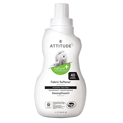 ATTITUDE Fabric Softener - Plant-Based, Vegan, High Performance, Unscented - 33.8 Fl Oz