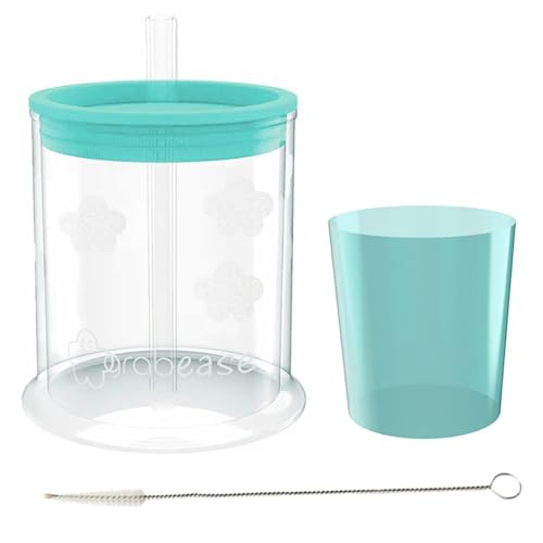 Grabease Baby Bottle - Promotes Independence, BPA-Free, Dual Use with Straw & Lid - 4oz Teal