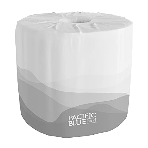 Georgia-Pacific Pacific Blue Basic Toilet Paper - Soft, Quick Absorbency, 25% Recycled - 80 Rolls