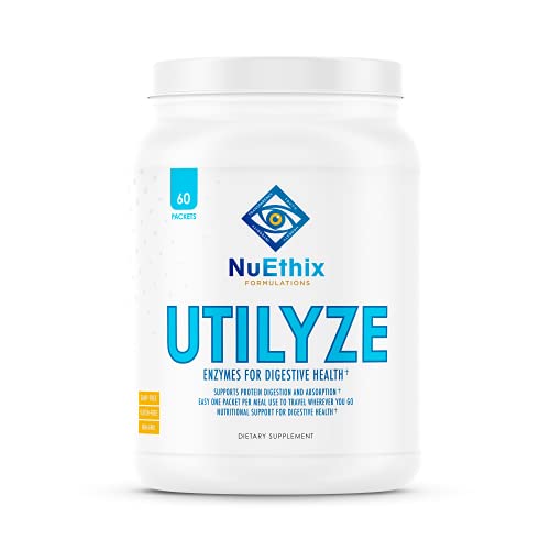 NuEthix Utilyze Digestive Enzymes - Supports Gut Health, Convenient Travel Packets - 60 Servings