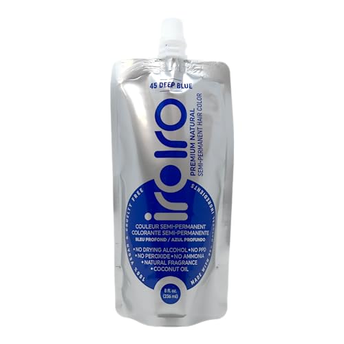 IROIRO Semi-Permanent Hair Dye 45 Deep Blue - Nourishing Color, Vegan & Cruelty-Free - 8oz