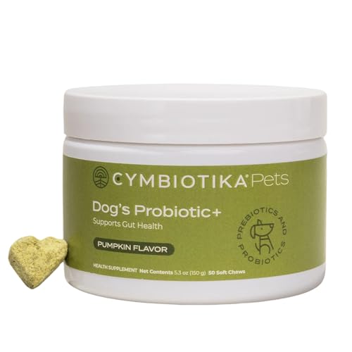 CYMBIOTIKA Dog Probiotic+ - Gut Health & Immune Support, Pumpkin Flavor, 50 Chews