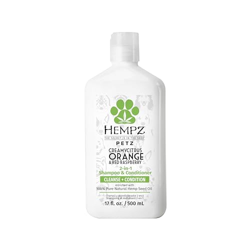 Hempz Petz Dog Shampoo & Conditioner - Hydrates, Reduces Shedding, Citrus Scent - 17 oz