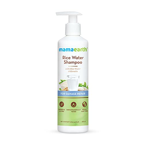 Mamaearth Rice Water Shampoo - Repairs Damage, Reduces Split Ends, Adds Volume - 8.45 Fl Oz