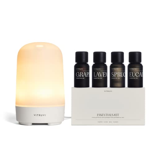 Vitruvi Glow Diffuser & Essentials Kit - 100% Pure Oils, BPA-Free, Recyclable - 300 sq ft