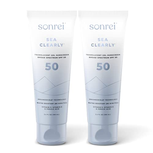 Sonrei Sea Clearly Sunscreen Gel - SPF 50 UVA/UVB Protection, Vegan, Water Resistant - 6.80 Fl Oz