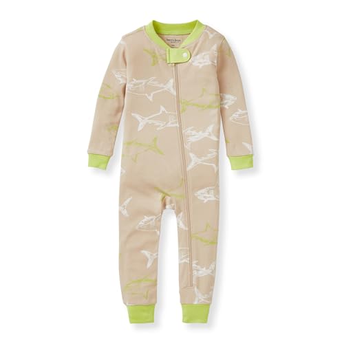 Burt's Bees Baby Pajamas - Soft Organic Cotton, Easy Diaper Change, White Shark Print - 12-24 Months