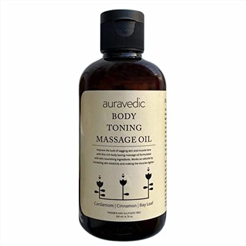 Auravedic Body Toning Massage Oil - Enhances Circulation & Smooths Skin, Cardamom & Cinnamon - 200ml