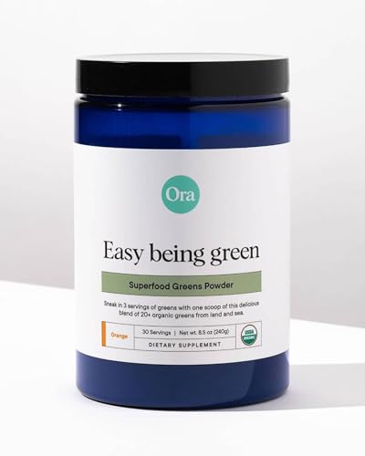 Ora Organic Greens Powder - Boost Energy & Detox, 20+ Superfoods, Citrus Flavor - 30 Servings