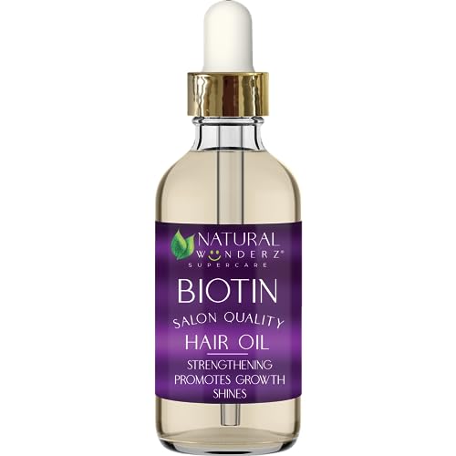 Natural Wunderz Biotin Hair Oil - Promotes Growth, Moisturizes Scalp, Vegan, 4 Fl Oz