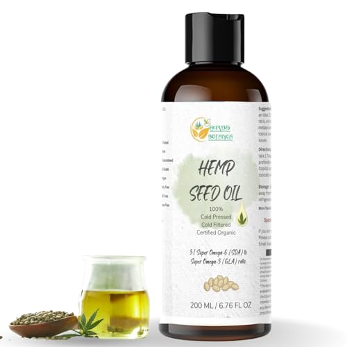 Herbs Botanica Organic Hemp Seed Oil - Nourishing for Hair & Skin, Non-GMO, 6.76 FL oz