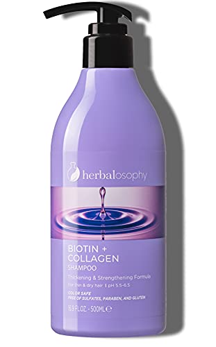 Herbalosophy Biotin & Collagen Shampoo & Conditioner Set - Strengthens Dry, Damaged Hair - 16.9oz