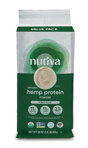 Nutiva Plant Protein Powder - 11g Protein & Fiber, Non-GMO, Vegan, Cold-Pressed - 30oz