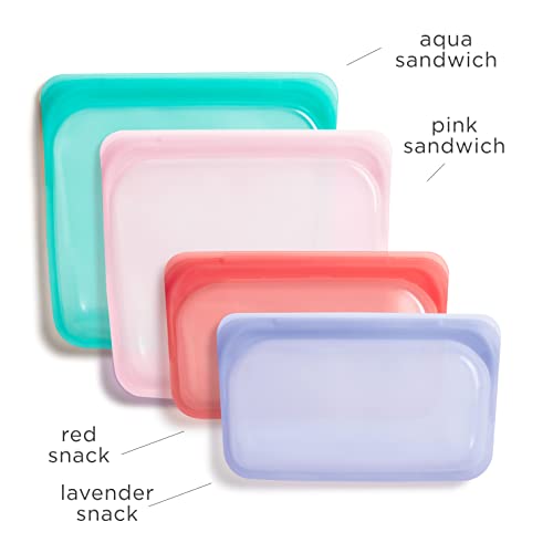 Stasher Reusable Silicone Storage Bags - Leakproof, Microwave & Dishwasher Safe, 4-Pack