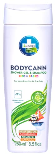 Annabis BODYCANN Kids Shampoo & Body Wash - Gentle Care for Sensitive Skin, Vegan - 8.45oz