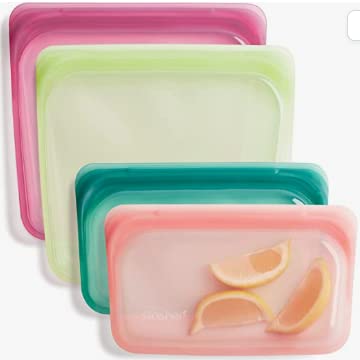 Stasher Silicone Food Storage Bags - Leakproof, Dishwasher Safe, 2-Pack (Waterfall + Black)