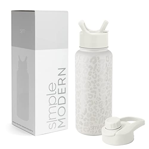 Simple Modern Water Bottle - Vacuum Insulated, BPA-Free, Leakproof - 32oz Cream Leopard