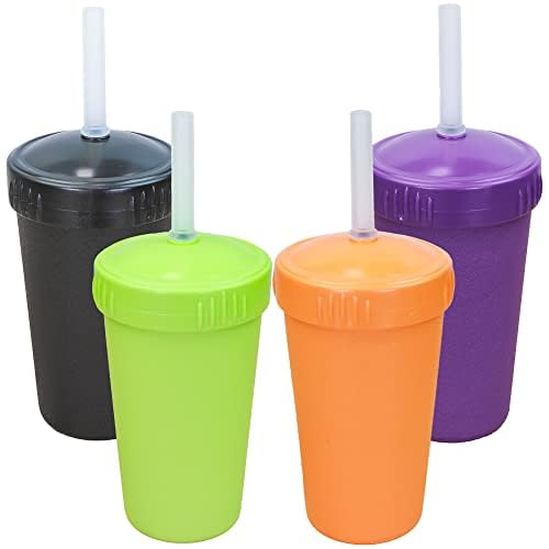 Re-Play 10 oz. Reusable Straw Cups - Durable, Space-Saving, Made from Recycled Materials - Pack of 4