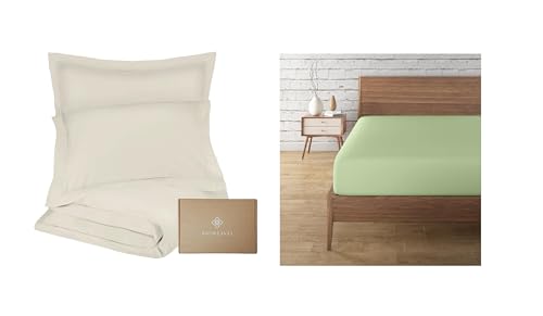 BIOWEAVES Organic Cotton Duvet Cover Set - Allergy Shielding, Cooling Percale - Ivory, 88x92 inches