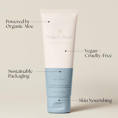 Project Reef After Sun Cooling Lotion - Natural Relief with Aloe, Peppermint, Shea Butter - 3oz