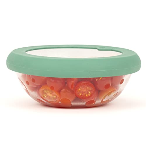 Food Huggers Replacement Lids - Durable Silicone & Glass, Airtight Seal for Bowls - Medium